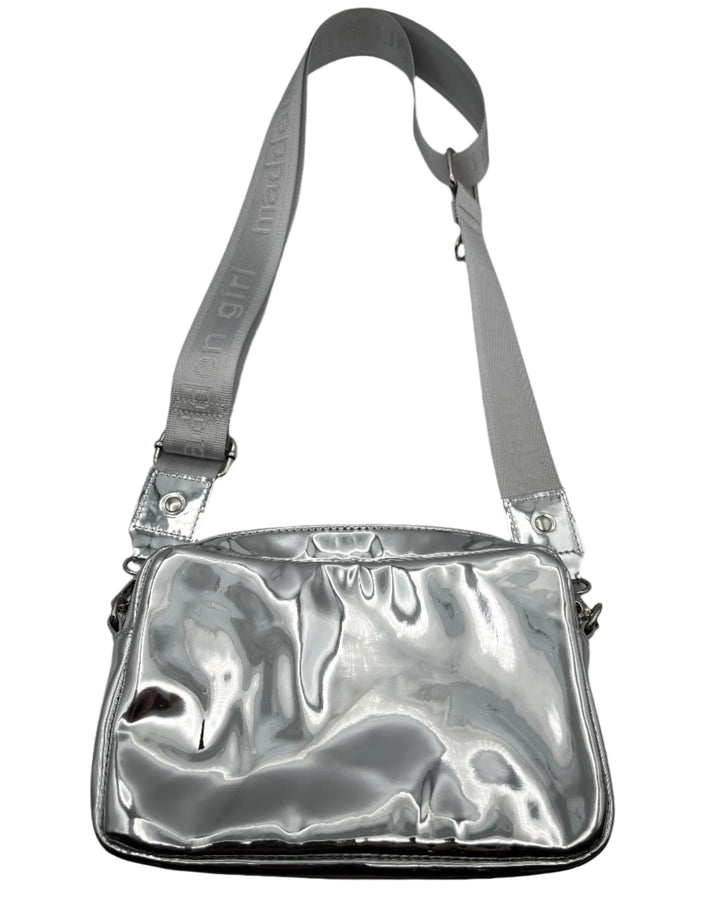Silver Reflective Crossbody Bag With Rhinestoned Coin Purse