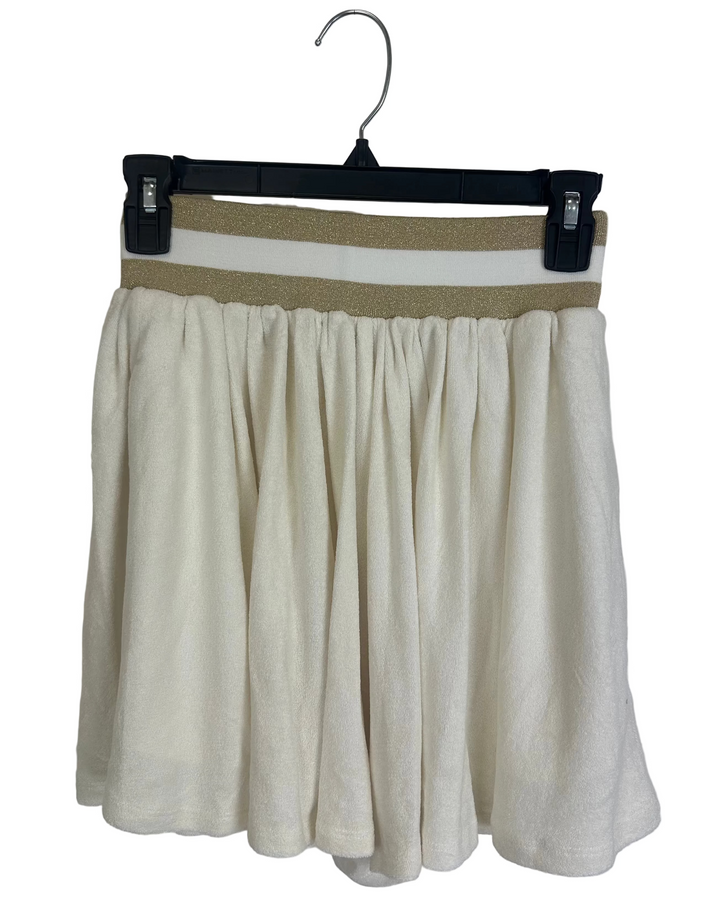 Off White and Gold Flowy Shorts - XS, S, M, L, XL