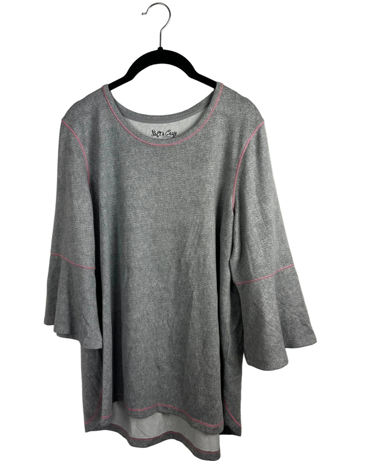 Heathered Grey Quarter Sleeve Top - Size 6/8 and 1X