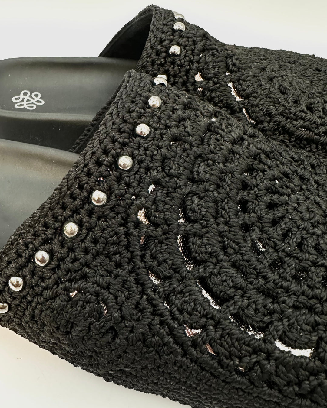 Black Crochet & Silver Clogs - Size 8, 9 and 10