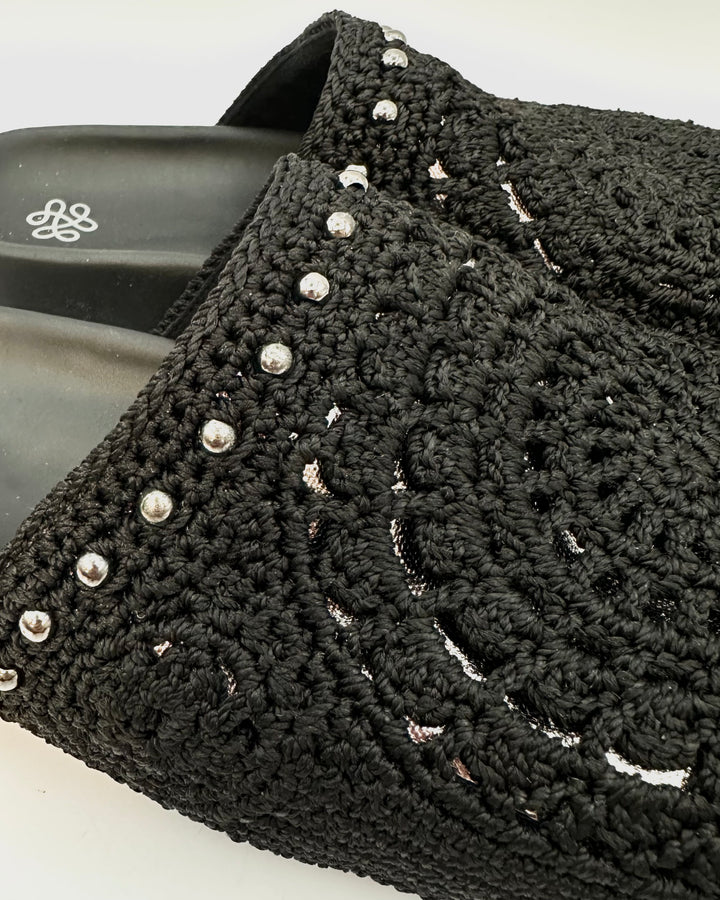Black Crochet & Silver Clogs - Size 8, 9 and 10