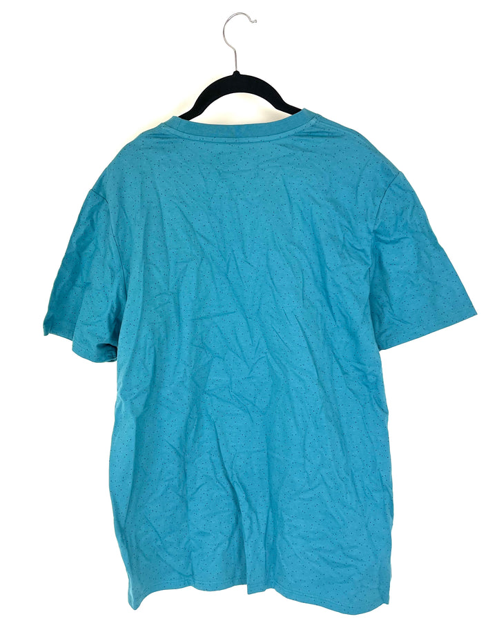 MENS Teal Polka Dot T-Shirt - Medium
