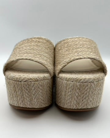 Beige Raffia Platform Sandal - Size 6.5 and 8.5