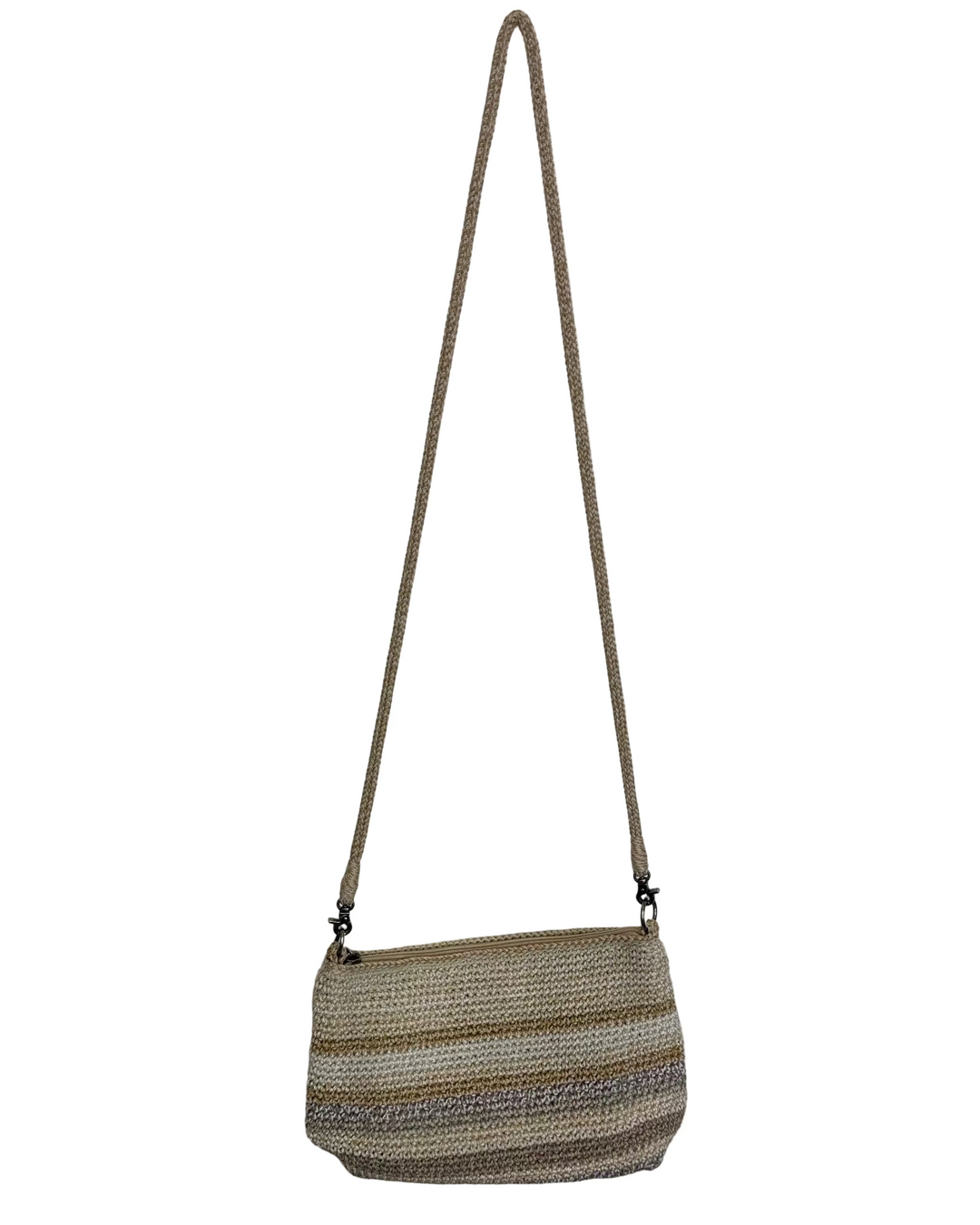 White & Beige Crochet Crossbody Bag