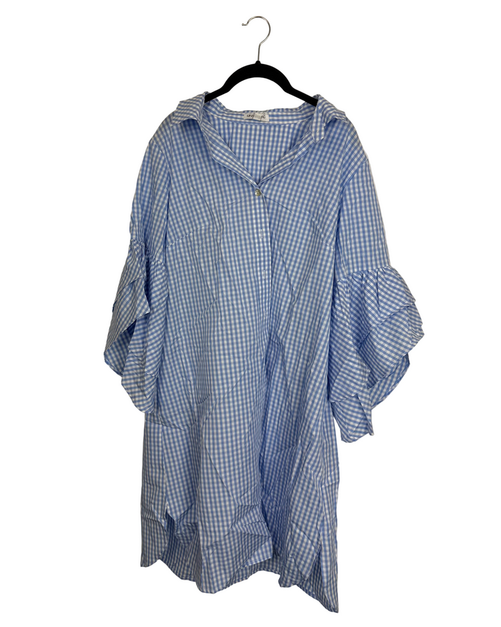 Light Blue & White Gingham Dress - Size 12