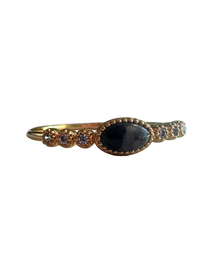 Marble & Rhinestone Ring - Size 7.5