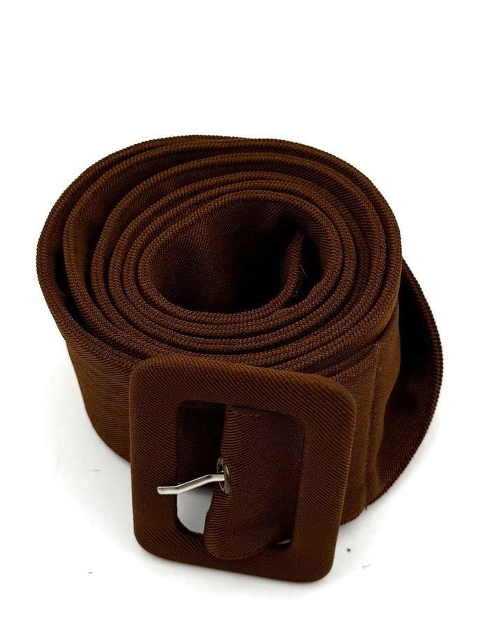 Brown Knit Buckle Belt