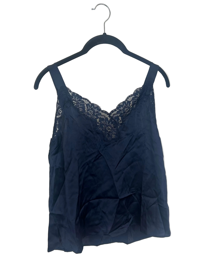 Evening Blue Silk Lace Top - Small and Large