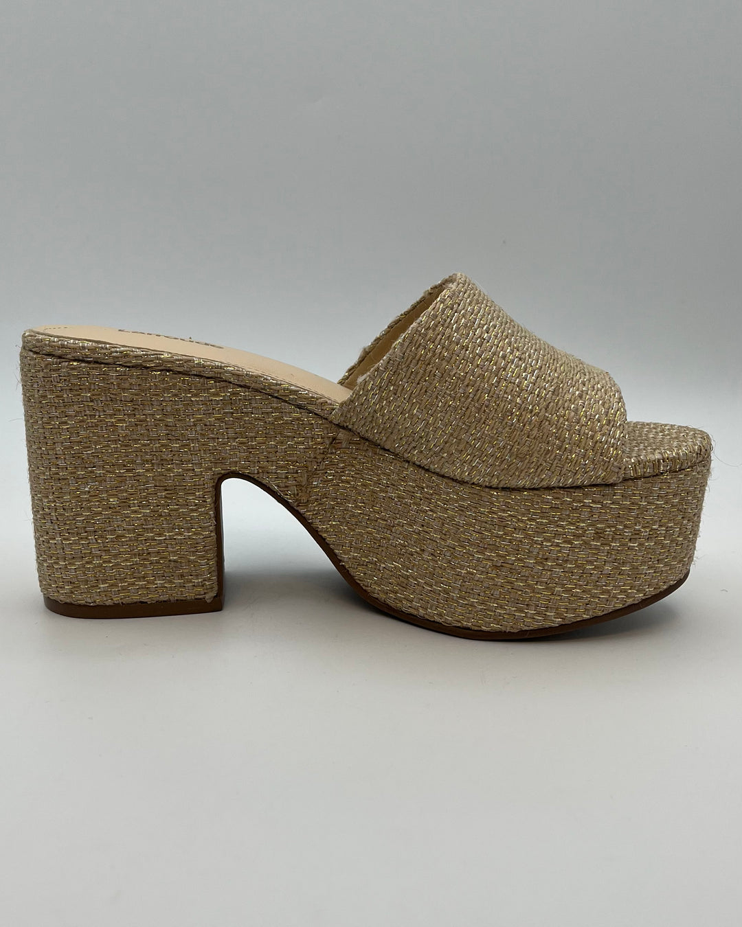 Gold Raffia Platform Sandals - Size 6.5
