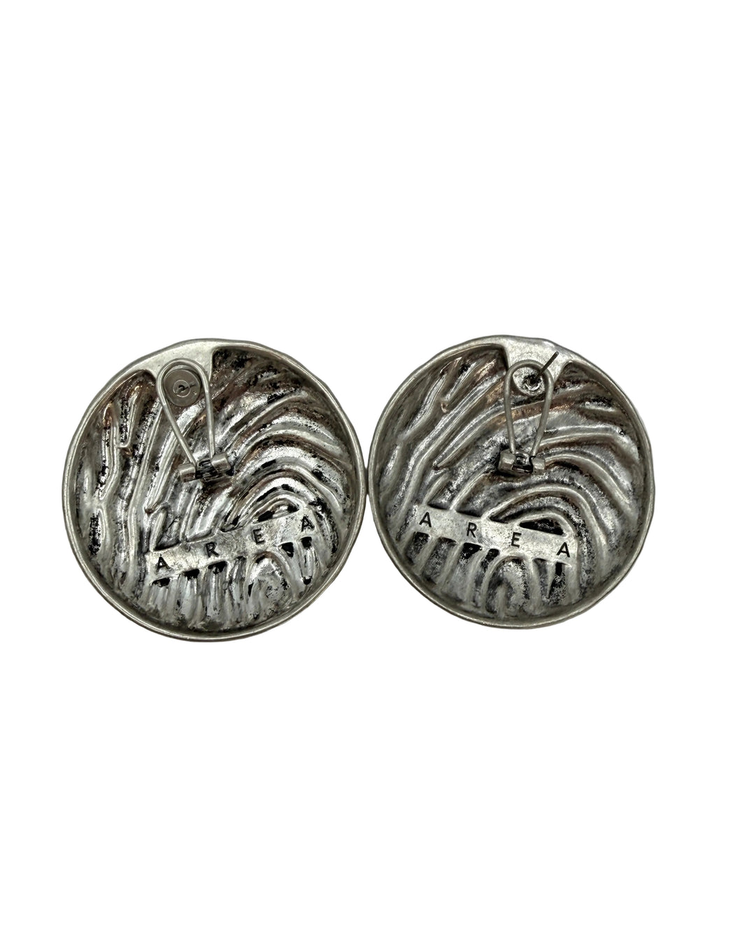 Oversized Embossed Silver Round Earrings