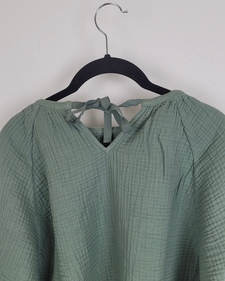 Muted Green Textured Top - Size 0/2, 4/6, 8/10, 12/14 and 16