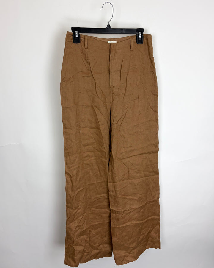 Caramel Linen Trousers - Size 4