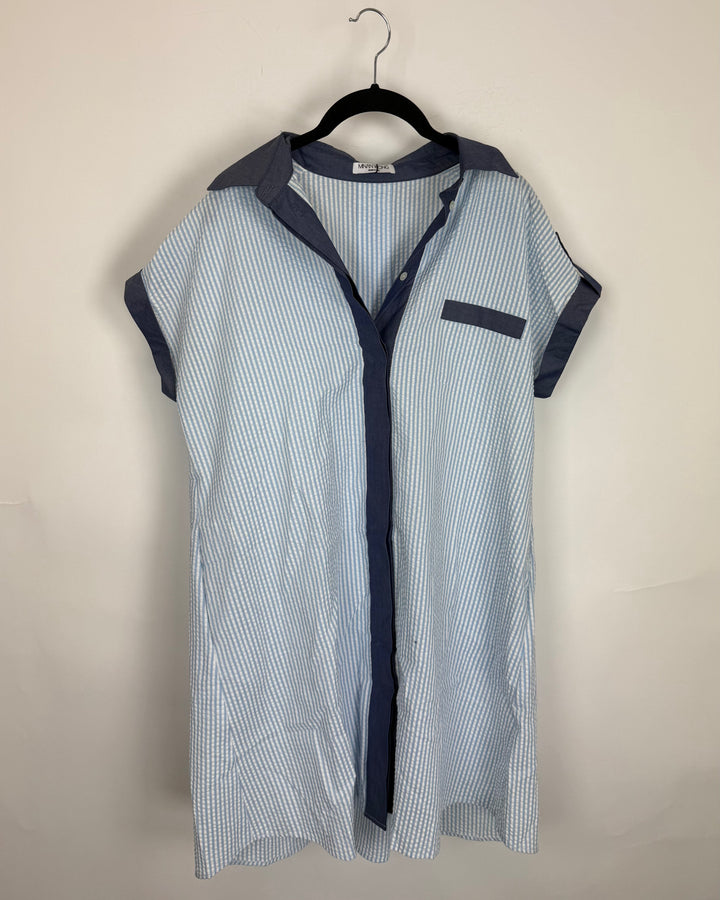 Blue Textured Tunic Dress - Size 4/6
