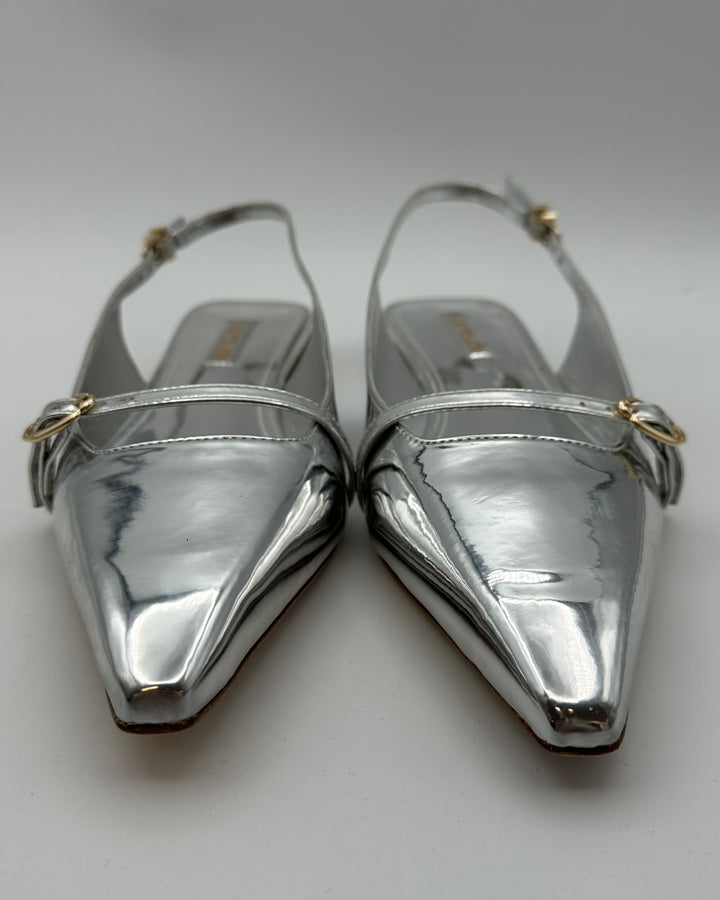 Silver Patent Leather Flat - Size 8.5