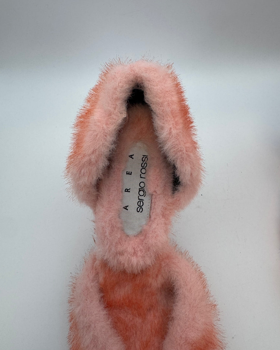Peach and Silver Faux Fur Heels - Size 39