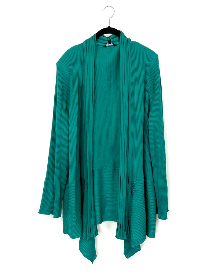Green Ribbed Cardigan - Size 28W - 30W