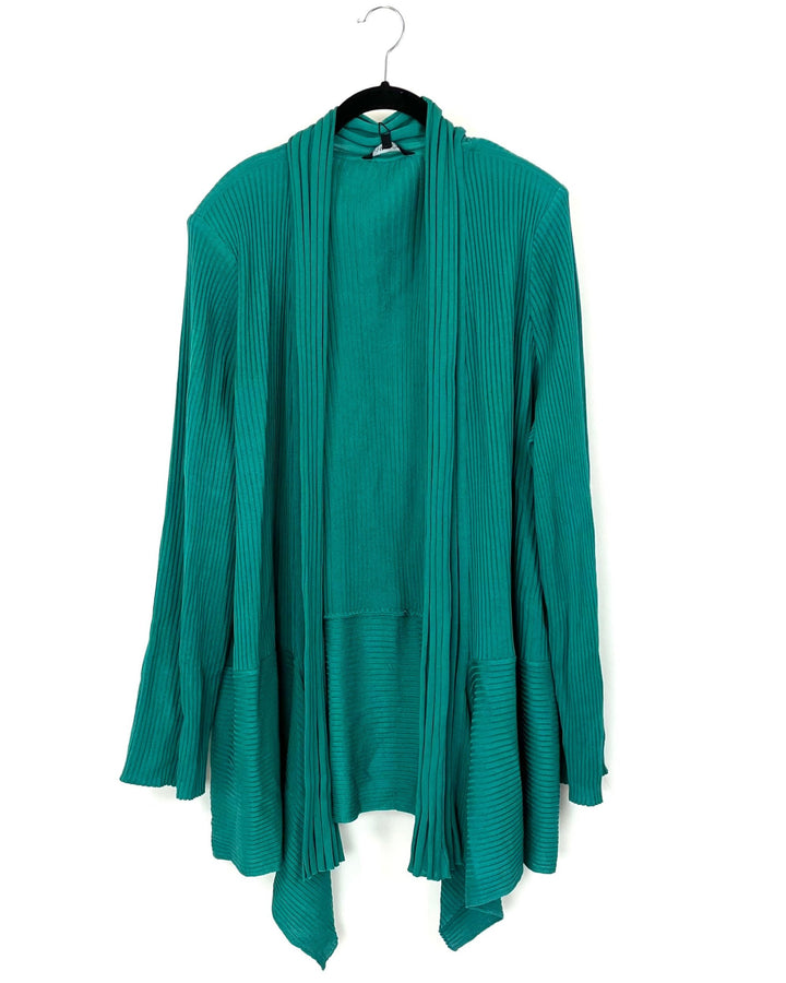 Green Ribbed Cardigan - Size 28W - 30W