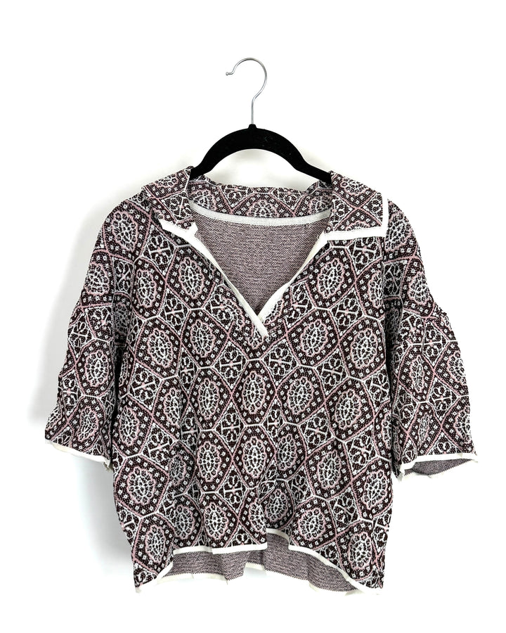 Abstract Short Sleeve Top - Size 8/10