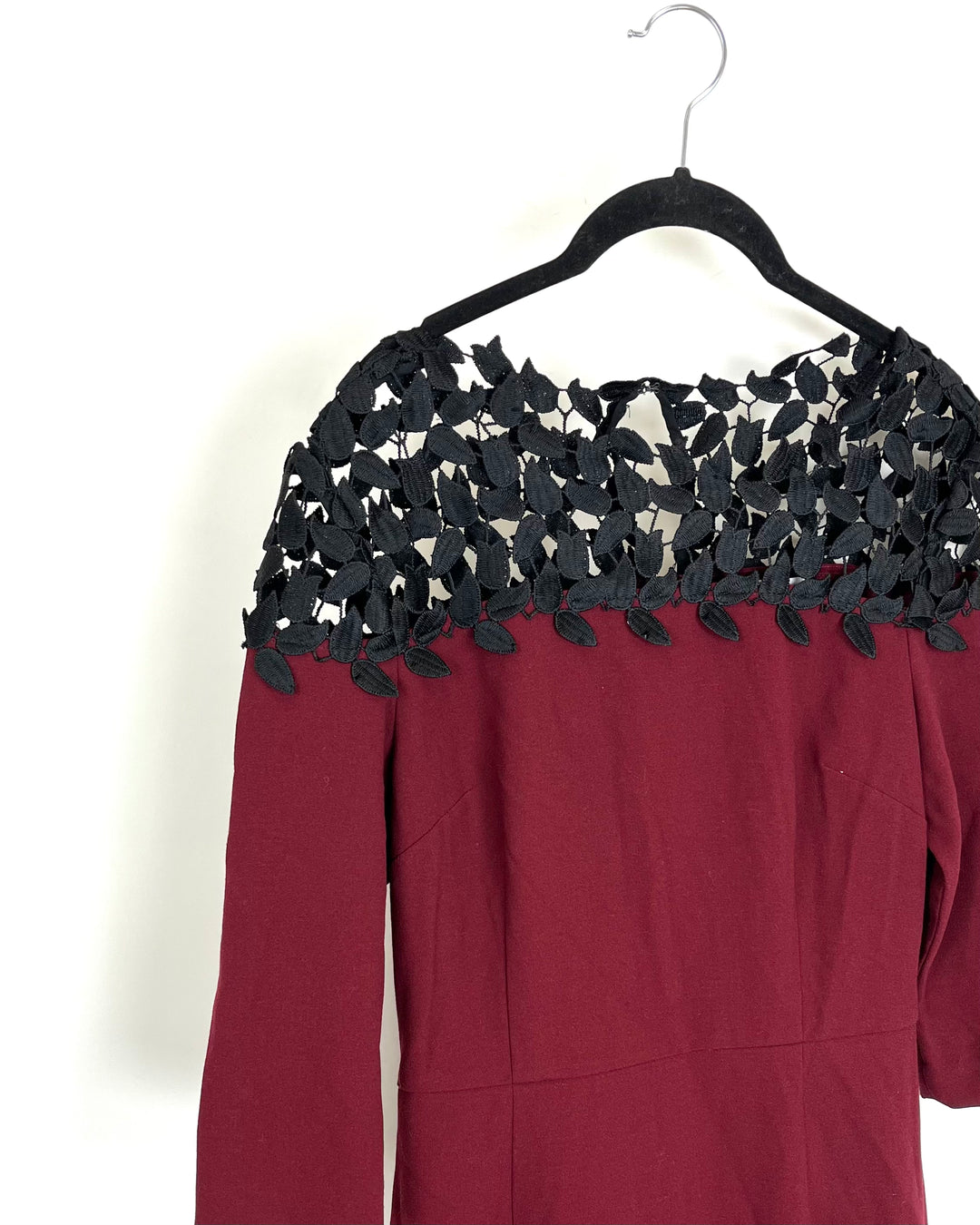 Dark Red and Black Applique Dress - Size 00, 0, 2, 4, 6, 8