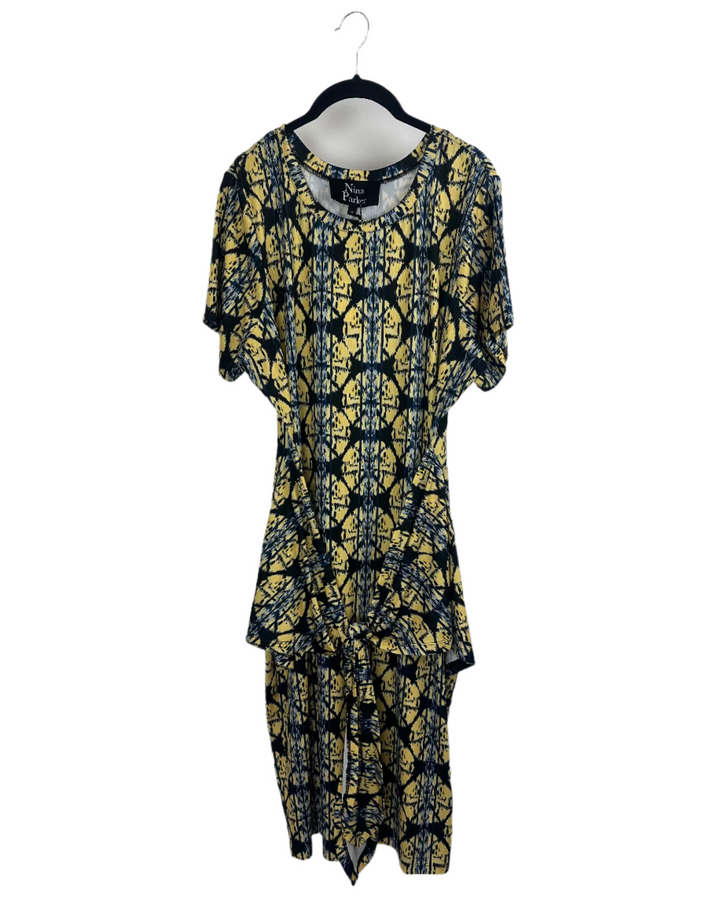 Abstract Print Wrap Bottom Dress - Size 1x
