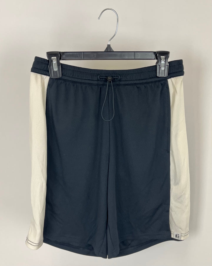 MENS Black With White Stripe Active Shorts - Small