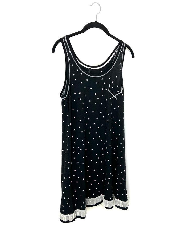 Black Polka Dot Lounge Dress - Size 4/6