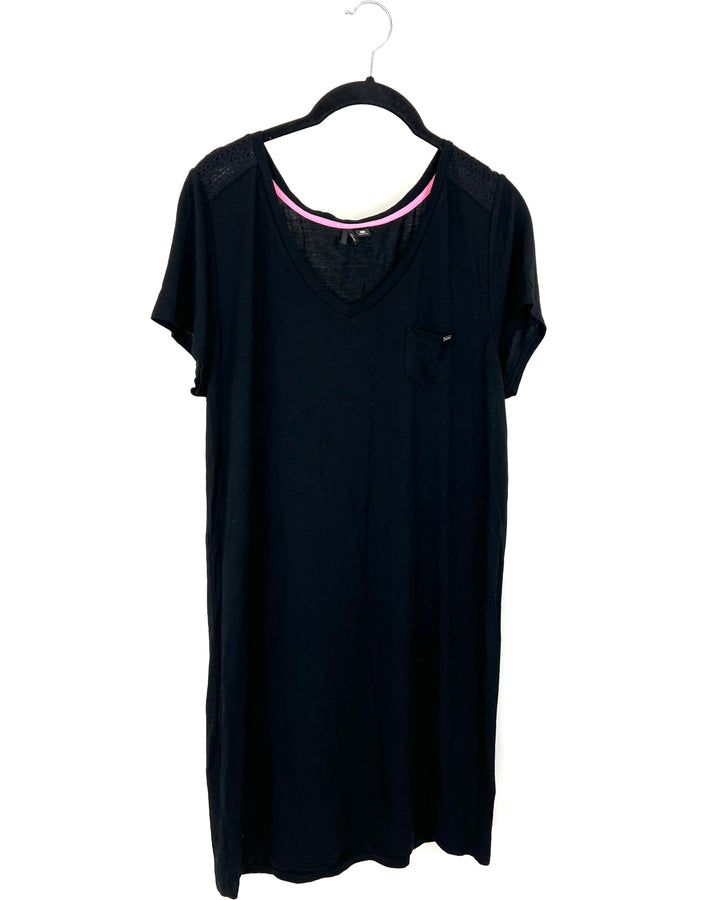 Black T-Shirt Lounge Dress - Size 4/6