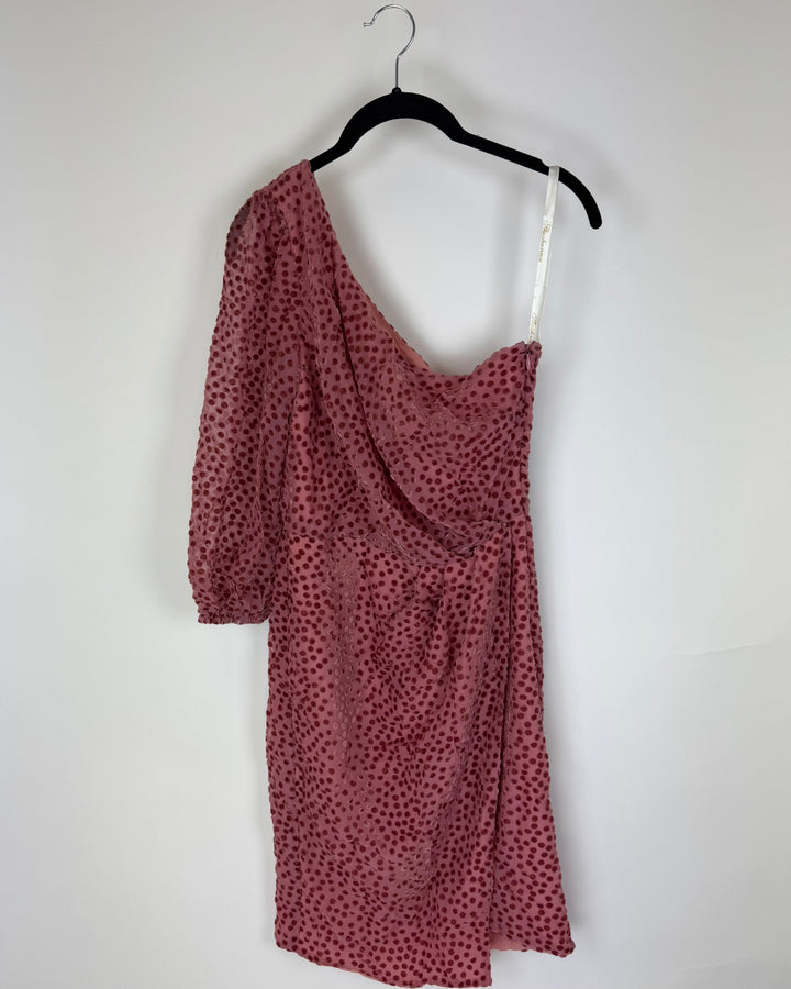 One Shoulder Polka Dot Dress - Size 0/2