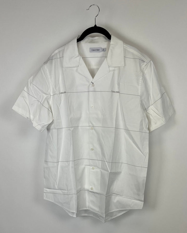 MENS Short Sleeve White Sport Shirt - Medium