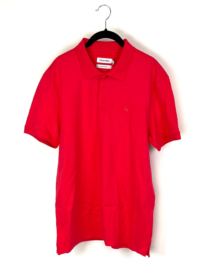 MENS Pink Short Sleeve Polo Shirt - Medium
