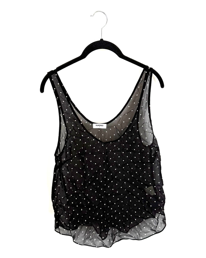 Black and White Polka Dot Sheer Tank - Size 0/2 and 2/4