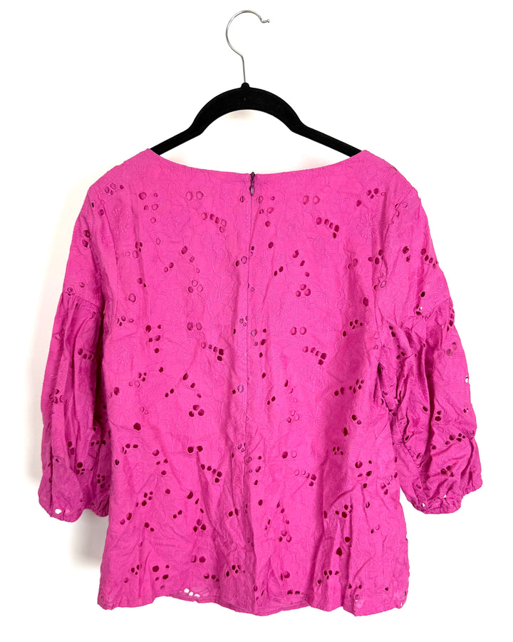Magenta Pink Eyelet Lace Top - Size 6/8