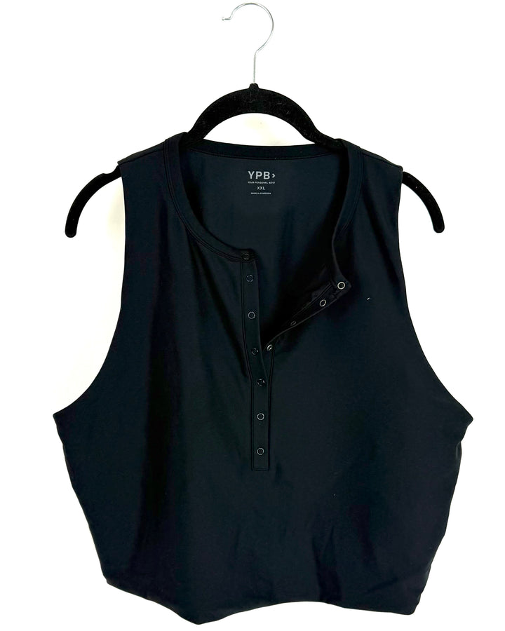 Abercrombie YPB Black Tank Top With Clasp Buttons - Extra Extra Large