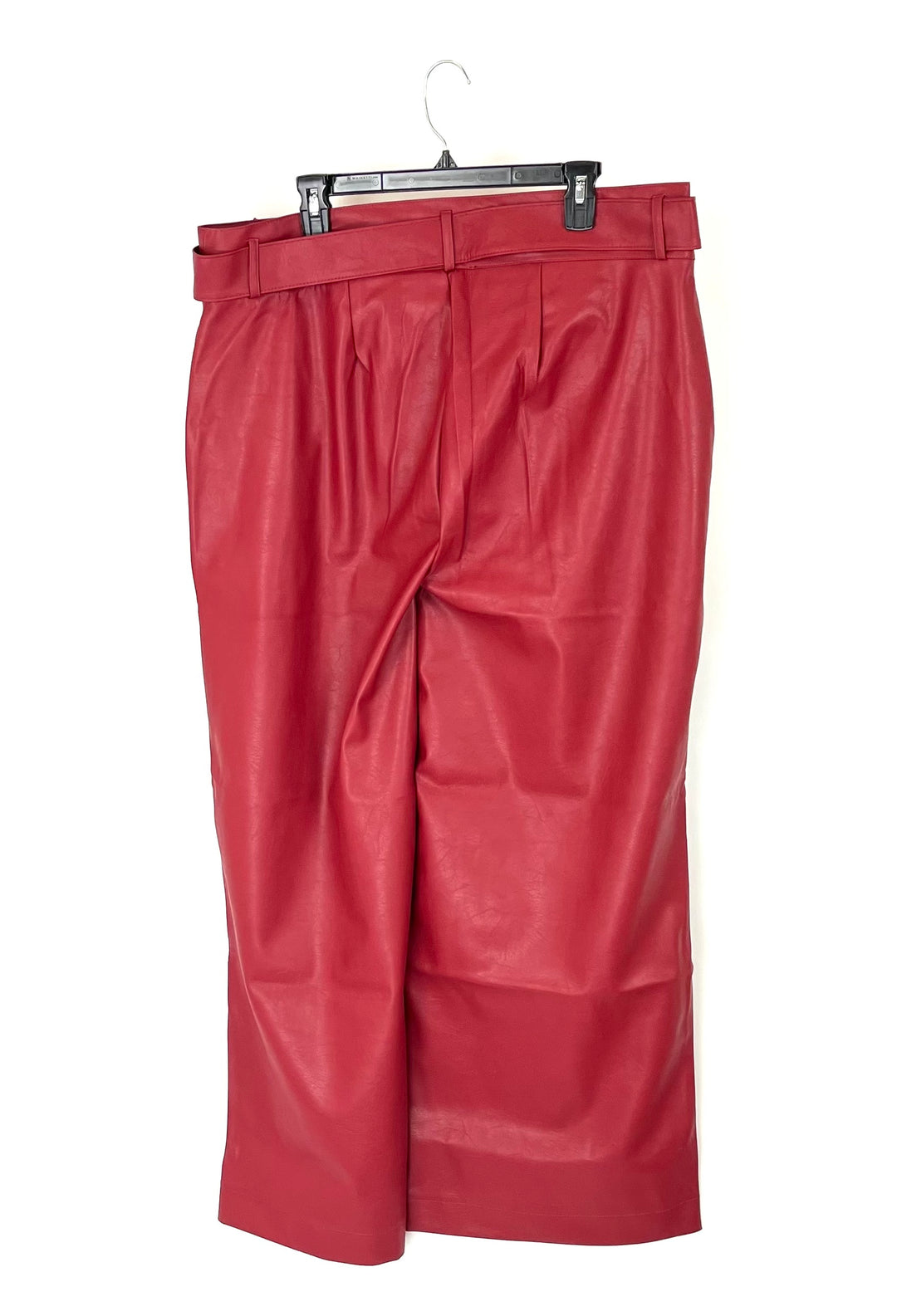 Red Faux Leather Wide Leg Pants - 14W