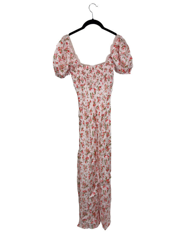 Pink Puff Sleeve Floral Dress - Size 00/0 and 2