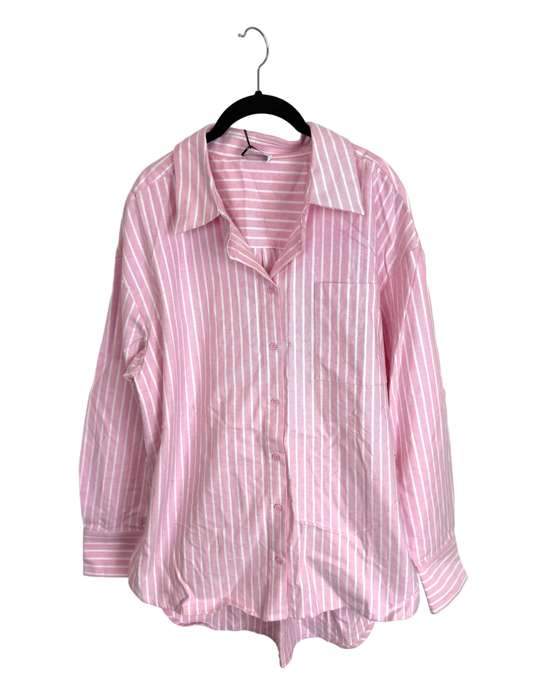 Baby Pink and White Striped Button Down Top - Size 4/6