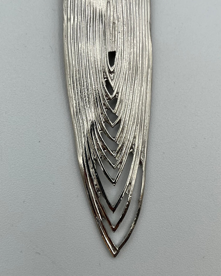 Long Silver Texture Dangle Earrings