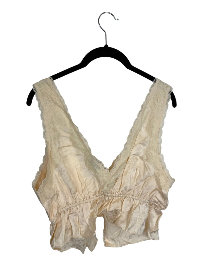 Deep Cream Satin Top with Lace Trim - Size 0/2 and 2/4