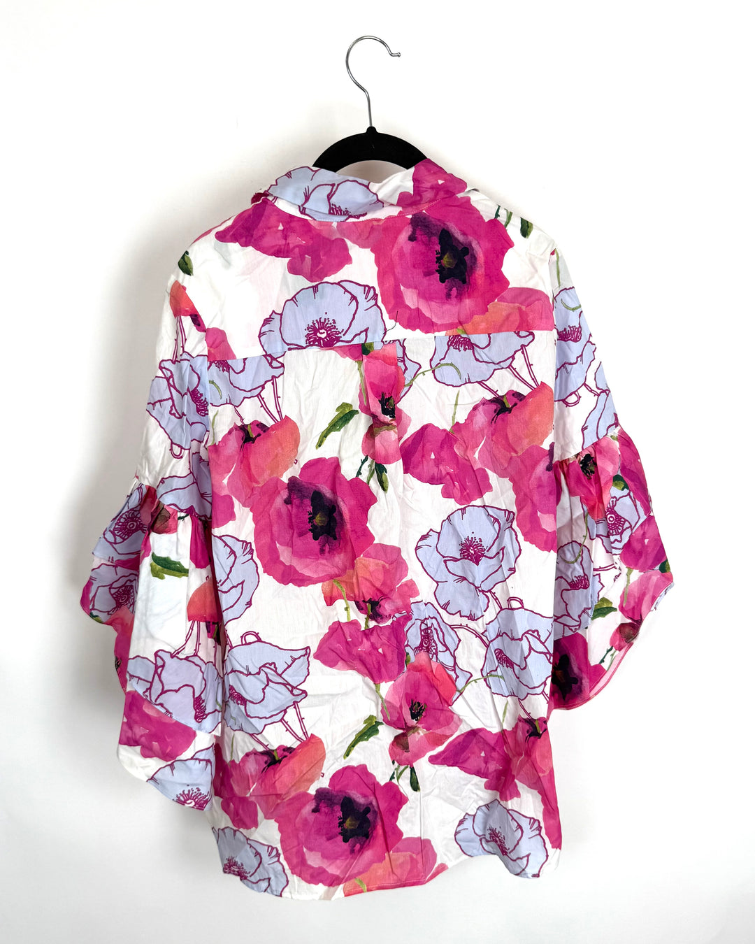 Pink Floral Button Up Ruffle Blouse - Size 4/6