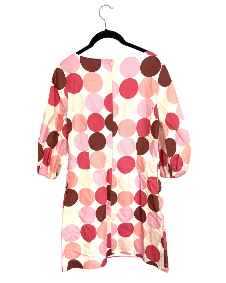 Pink and Brown Shift Dress - Size 4/6