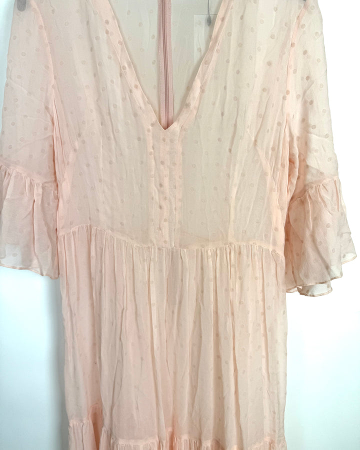 Pastel Pink Sheer Overlay Dress - Size 4/6