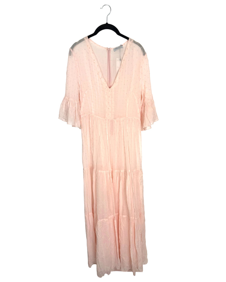 Pastel Pink Sheer Overlay Dress - Size 4/6