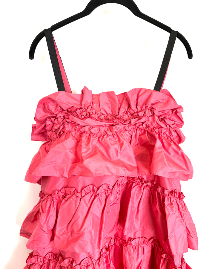 Cherry Pink Tiered Ruffle Dress - Size 6/8