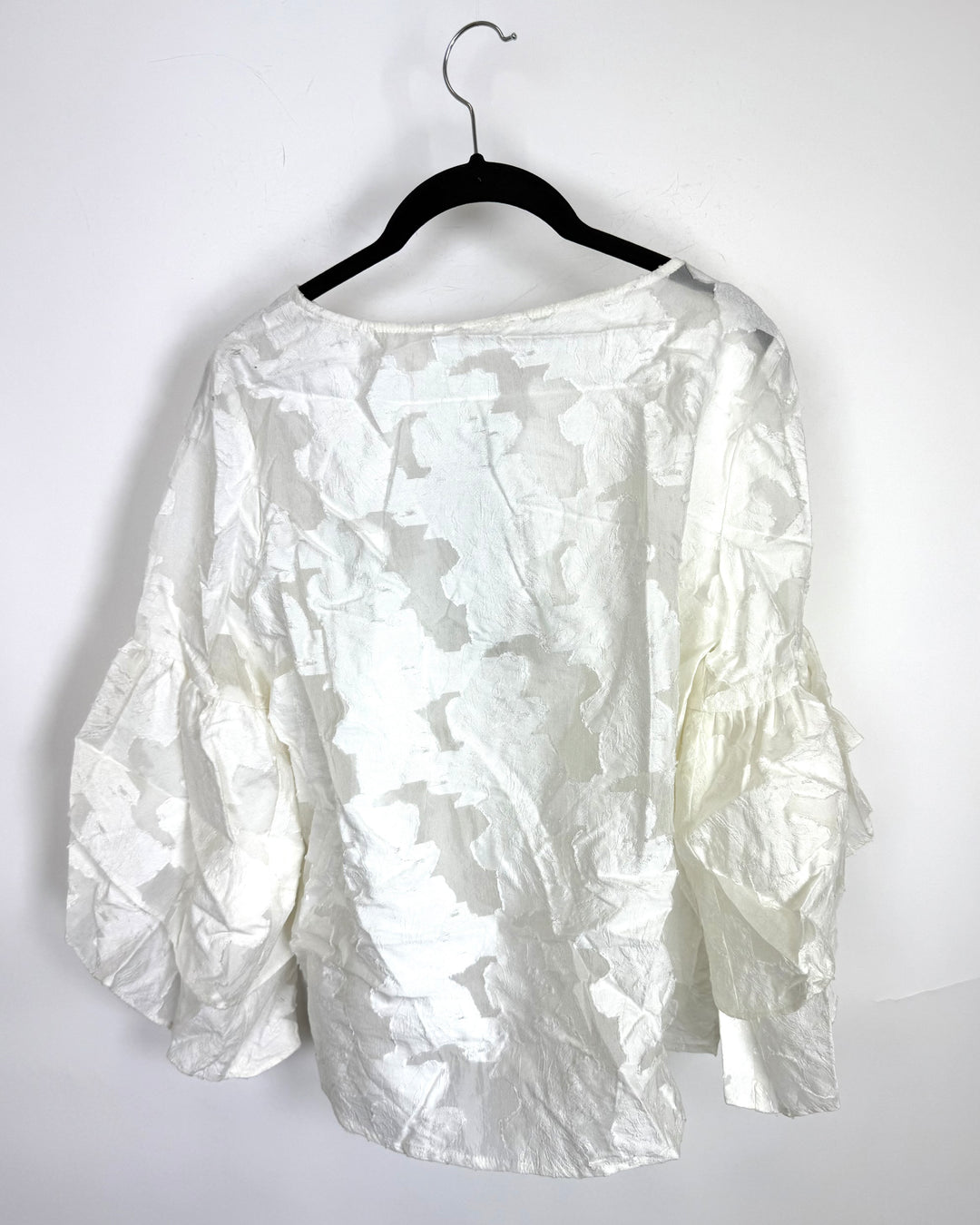 Cloud White Sheer Ruffle Blouse - Size 6/8