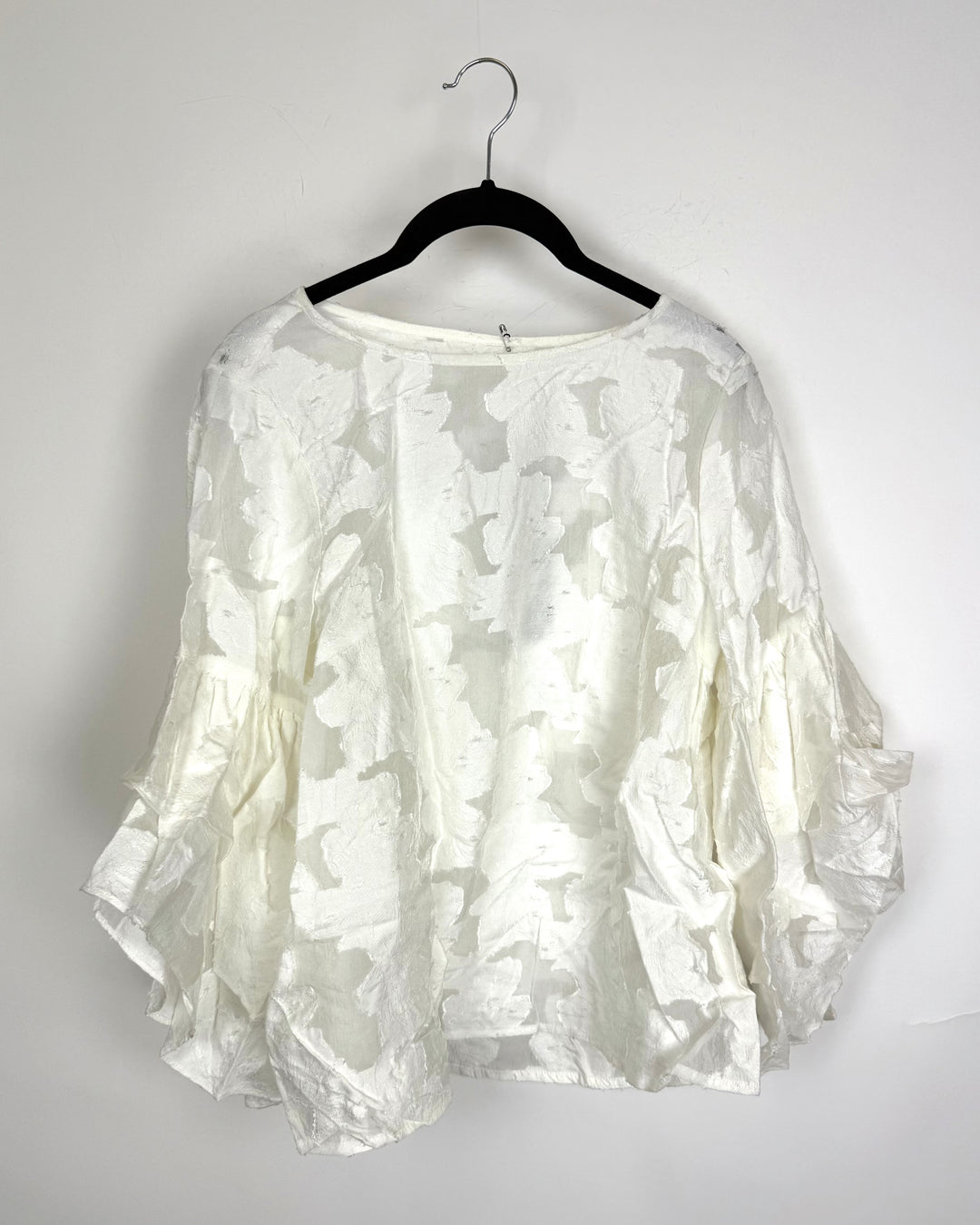 Cloud White Sheer Ruffle Blouse - Size 6/8