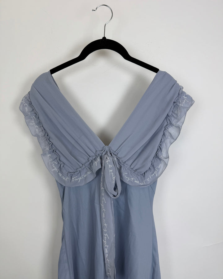 Forget Me Not Script Ice Blue Dress - Size 0/2