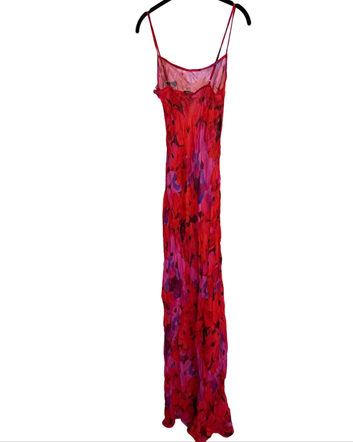 Red and Purple Sheer Patterned Dress - Size 00/0 and 0/2