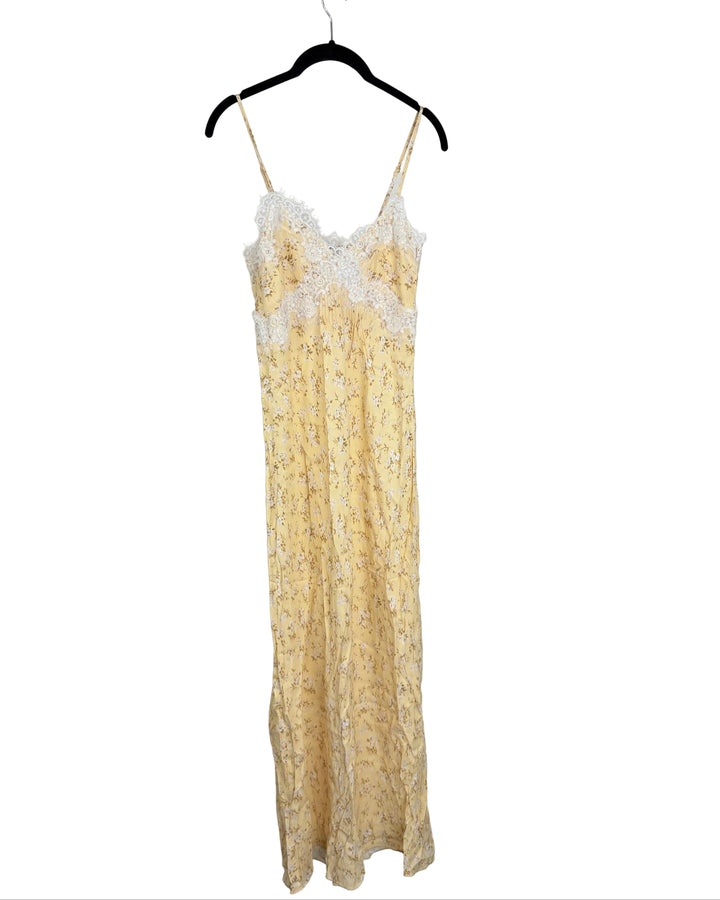Butter Yellow Floral Lace Dress - Size 0/2
