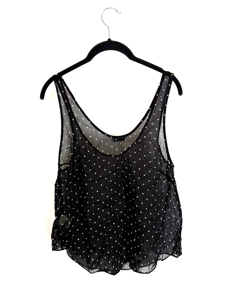Black and White Polka Dot Sheer Tank - Size 0/2 and 2/4