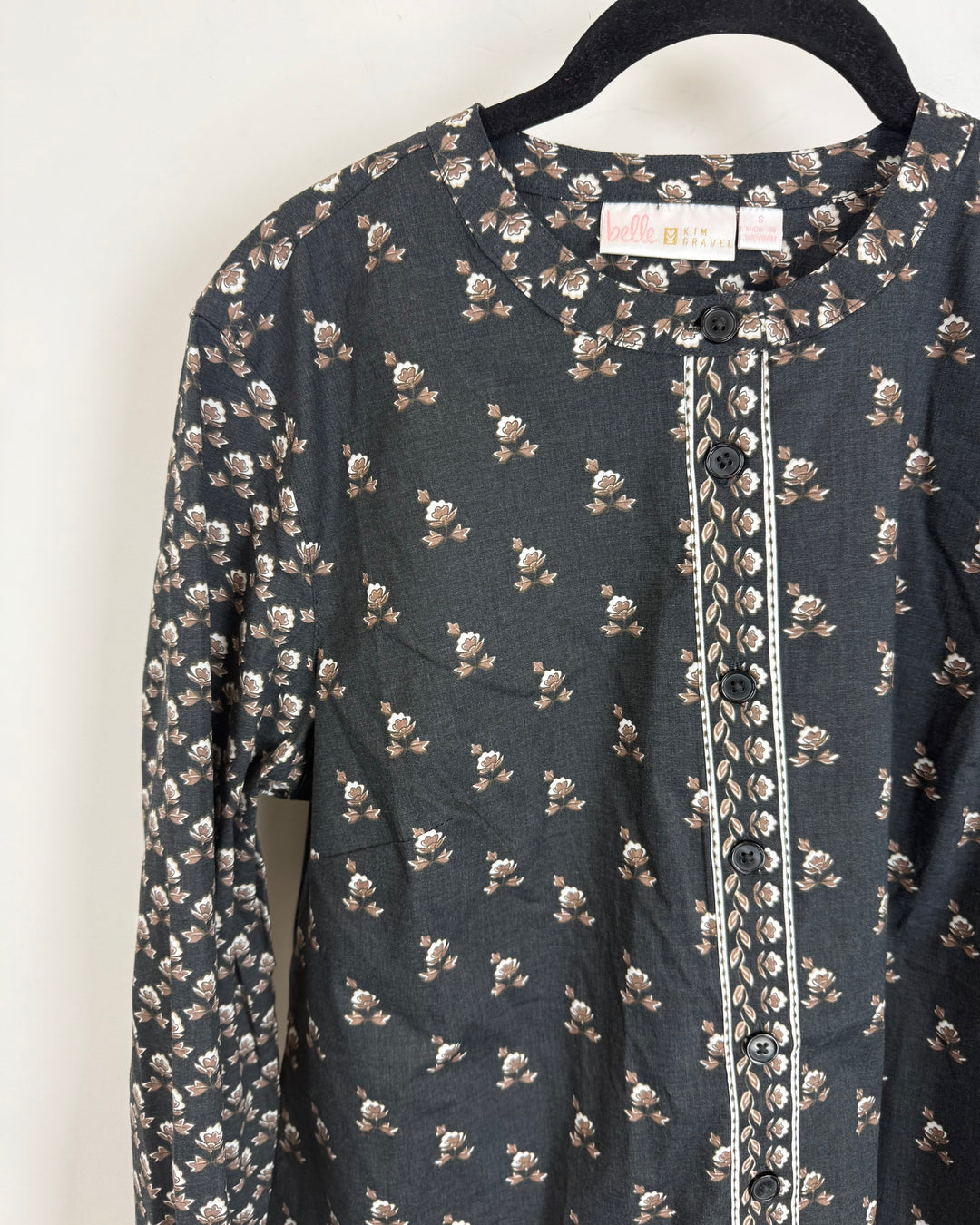 Black and Brown Floral Blouse - Size 6/8